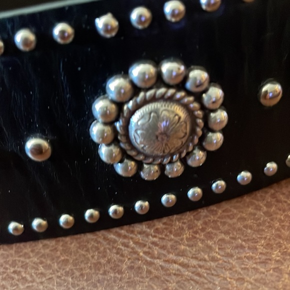Brighton Black Leather with Silver Floral Studs. - Picture 4 of 11